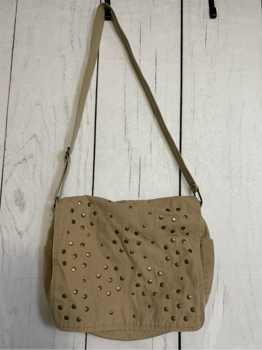 Old Navy 2006 Y2K Studded Canvas Messenger Crossbody Bag